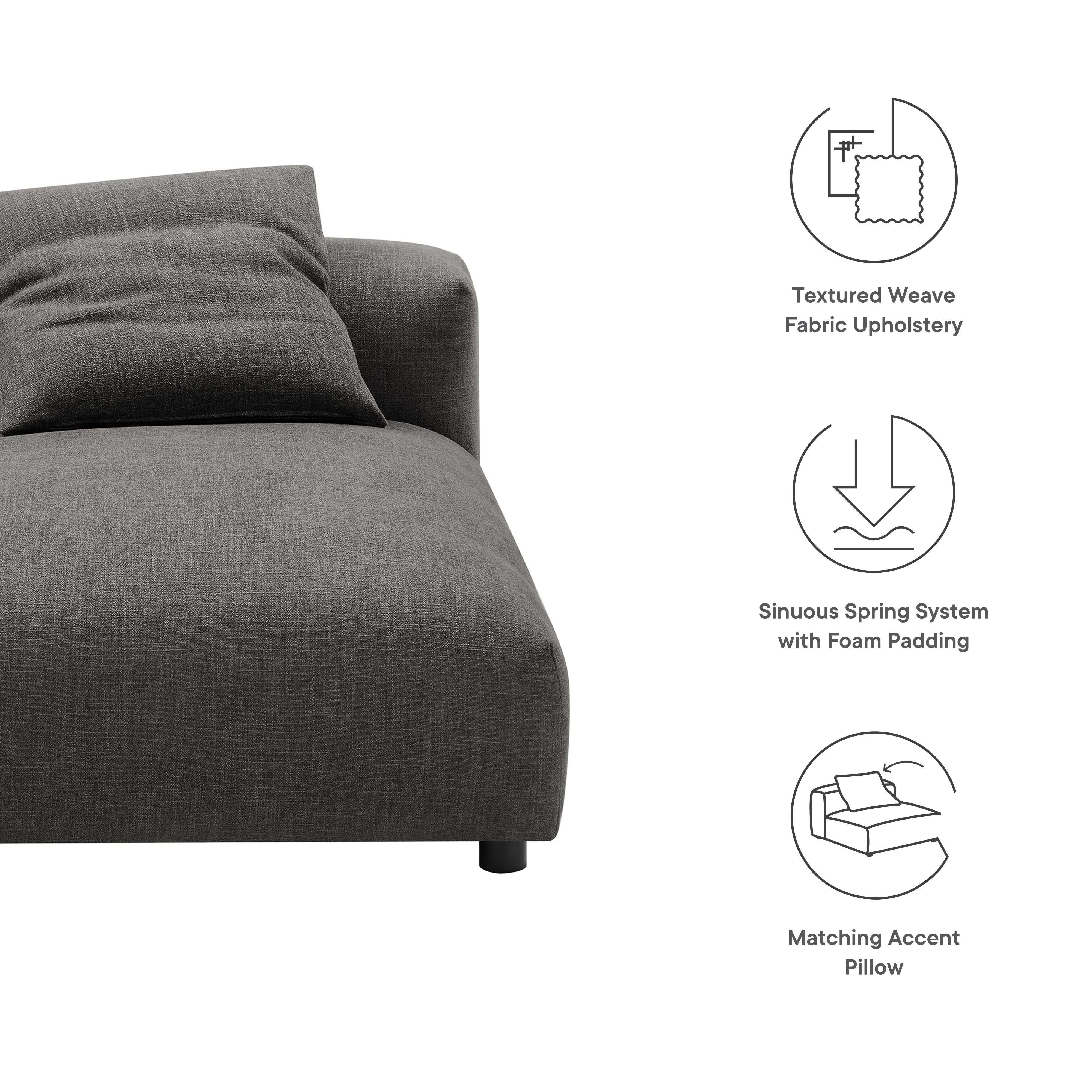 Solace Modular Upholstered Fabric Armless Chaise Lounge - Image 17