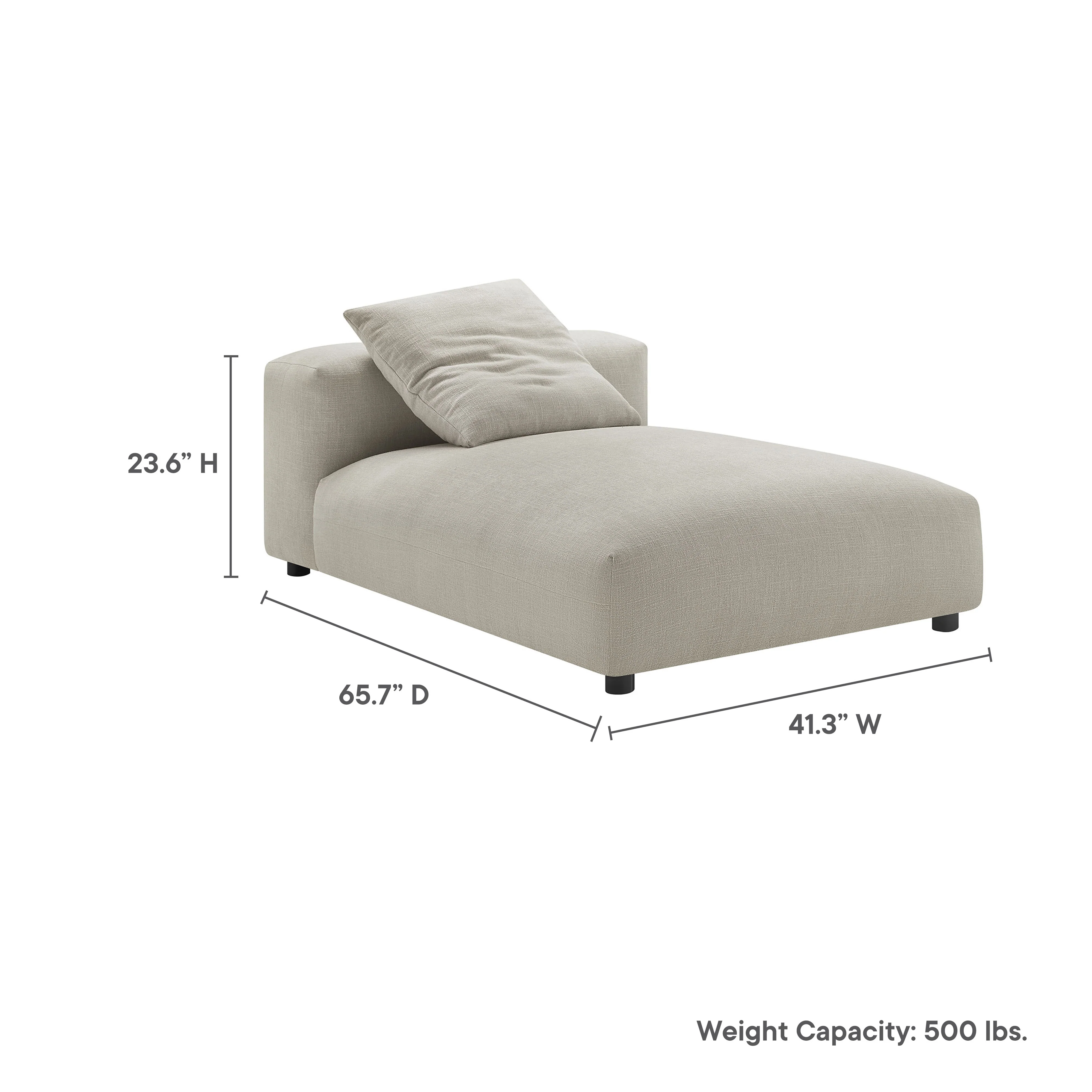 Solace Modular Upholstered Fabric Armless Chaise Lounge - Image 18