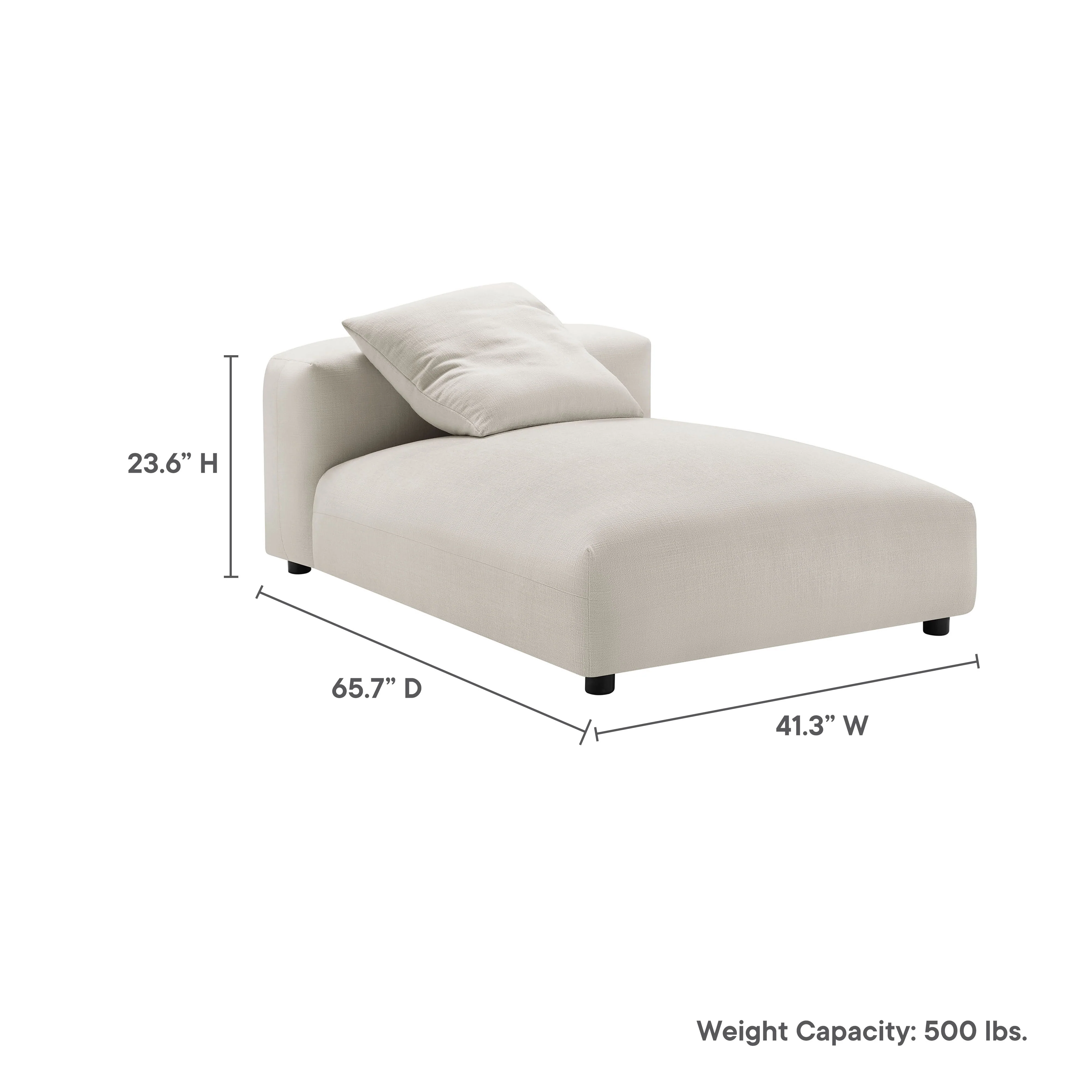 Solace Modular Upholstered Fabric Armless Chaise Lounge - Image 2