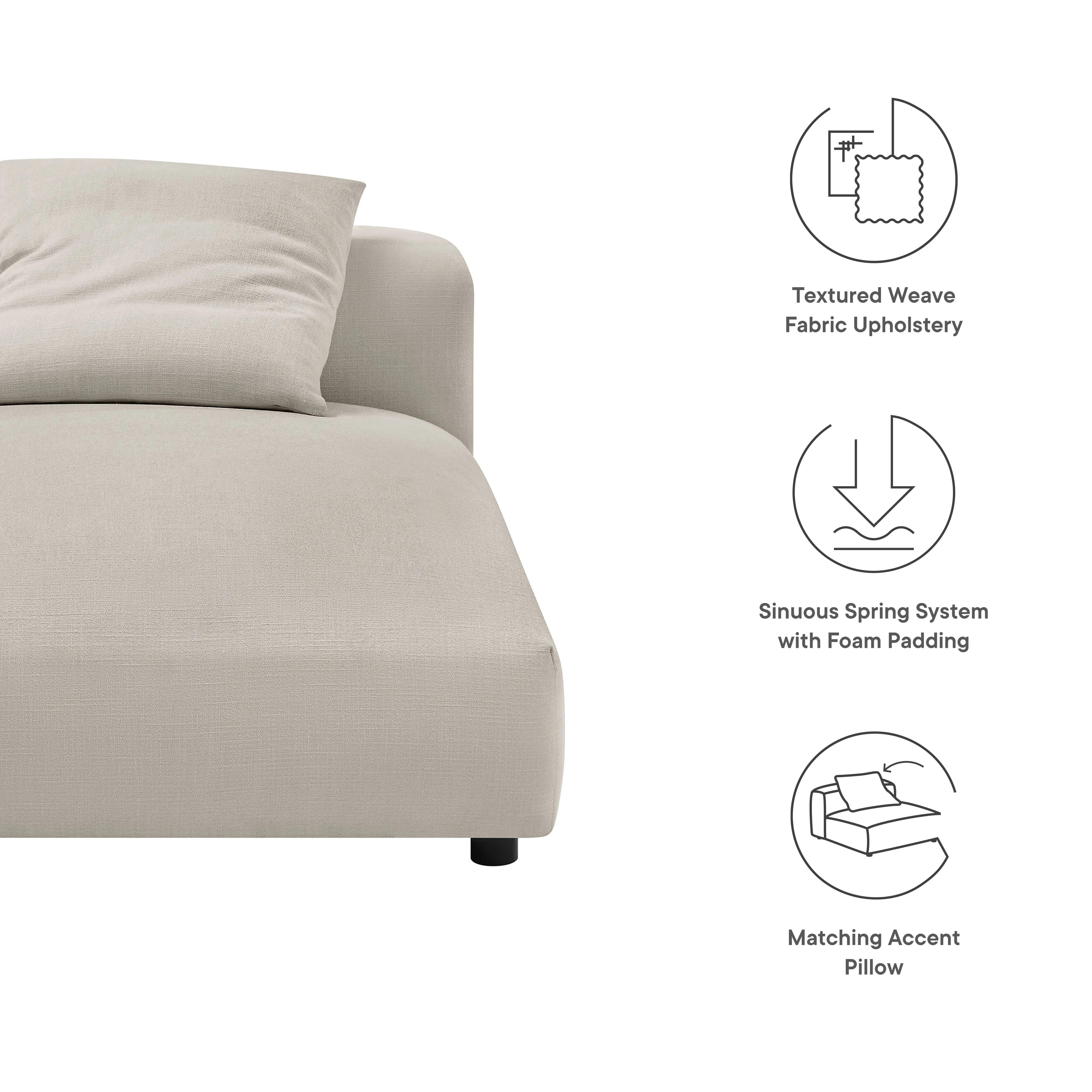 Solace Modular Upholstered Fabric Armless Chaise Lounge - Image 3