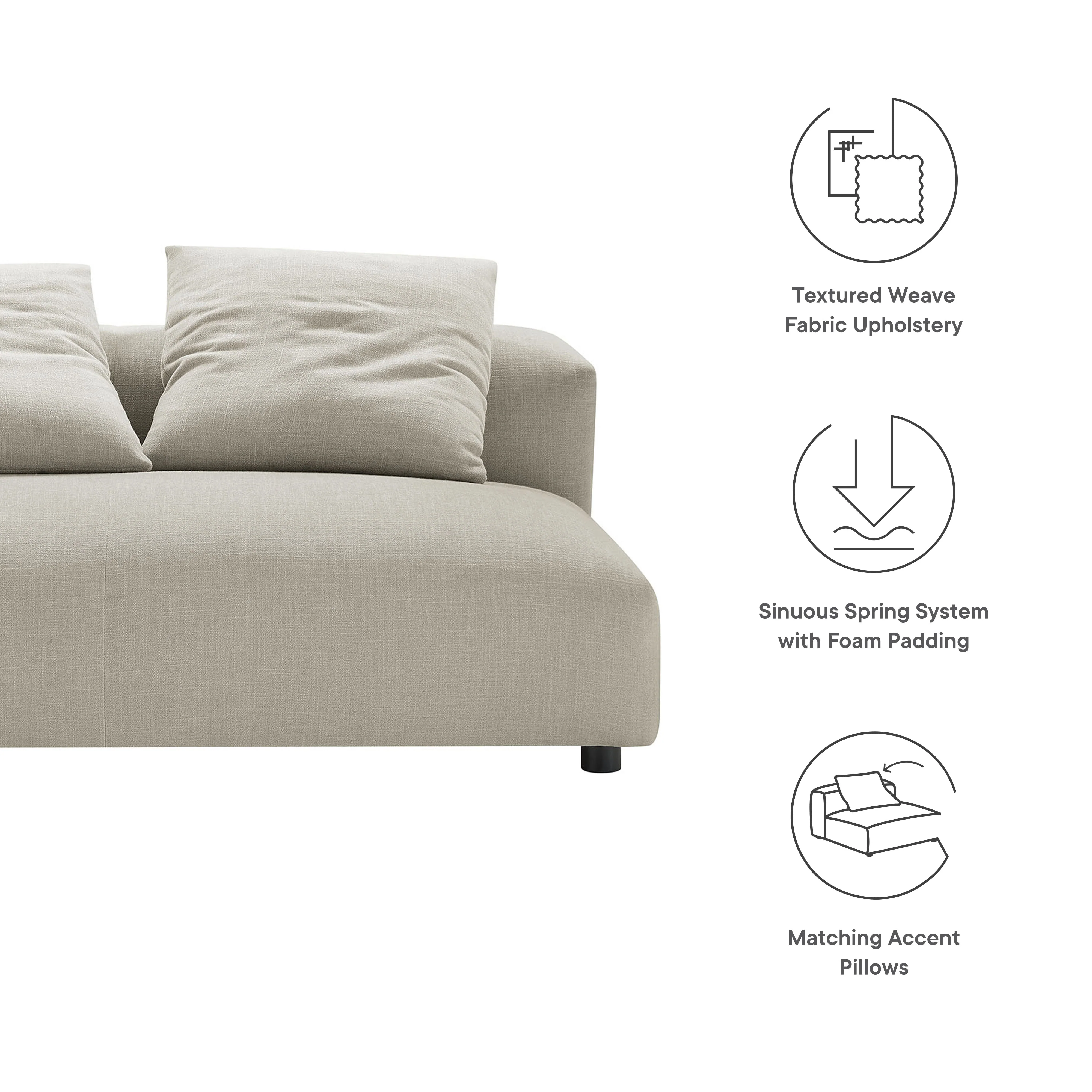 Solace Modular Upholstered Fabric Armless Loveseat by Modway - Image 16