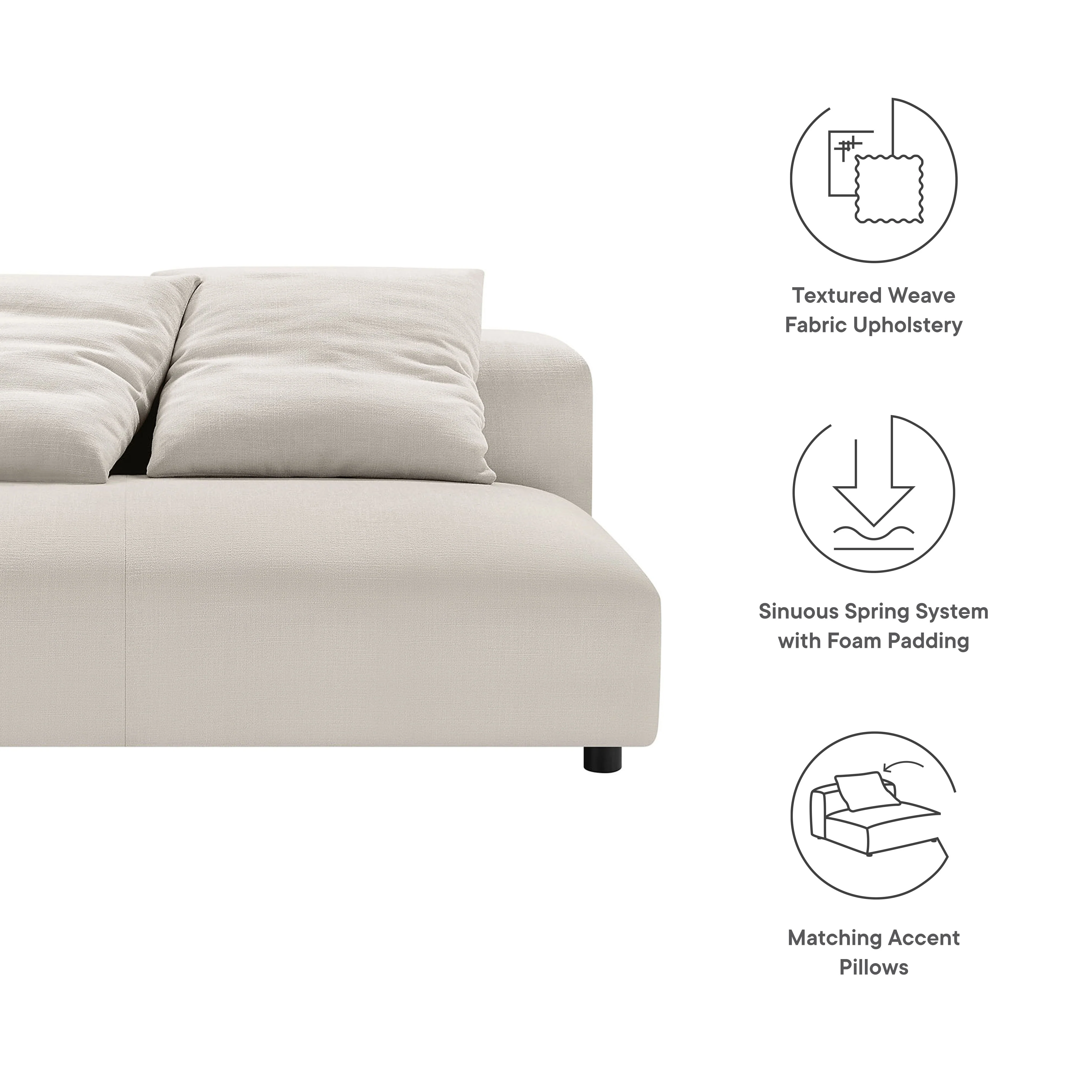 Solace Modular Upholstered Fabric Armless Loveseat by Modway - Image 3