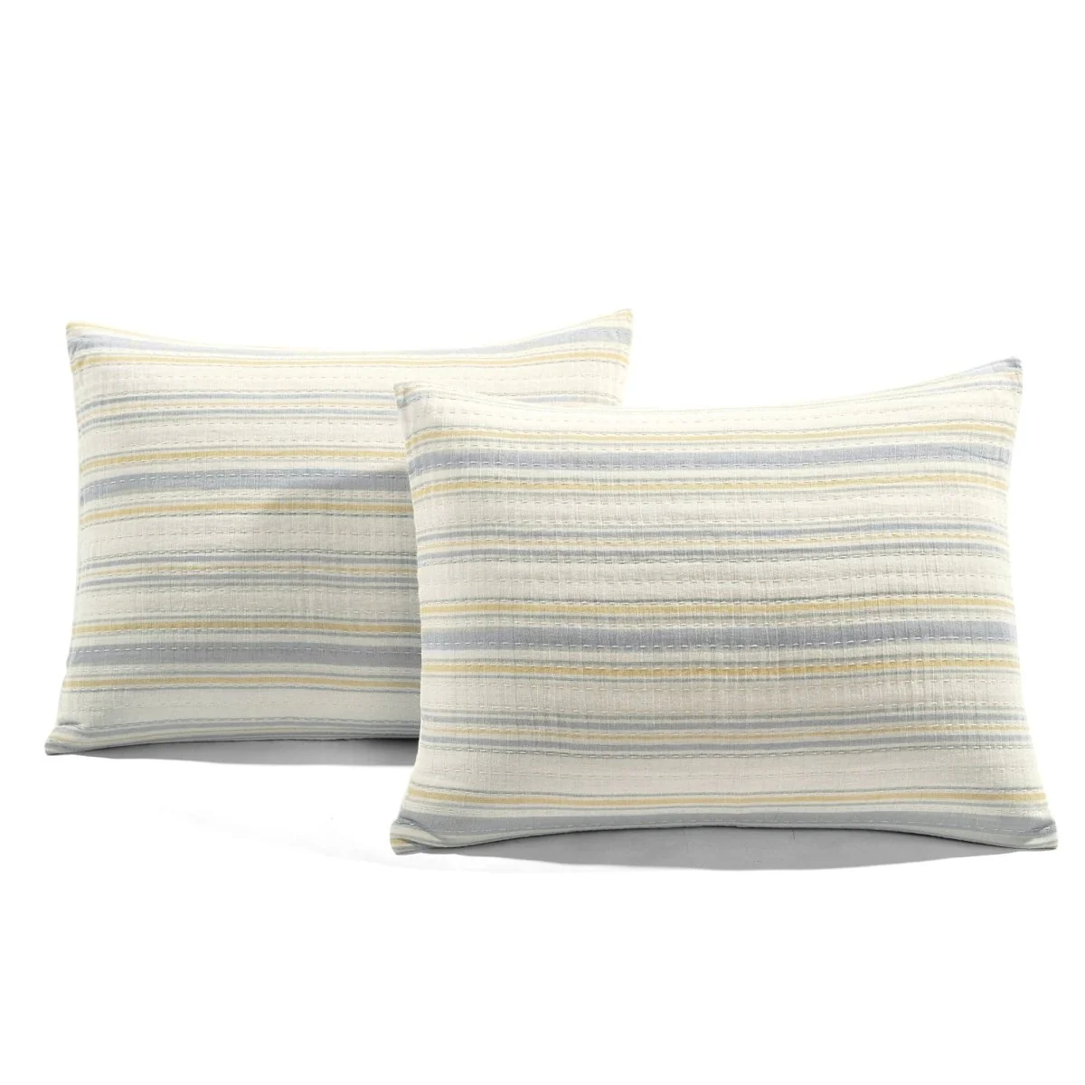 Solange Stripe Kantha Pick Stitch Yarn Dyed Cotton Woven Quilt/Coverlet Set - Image 5