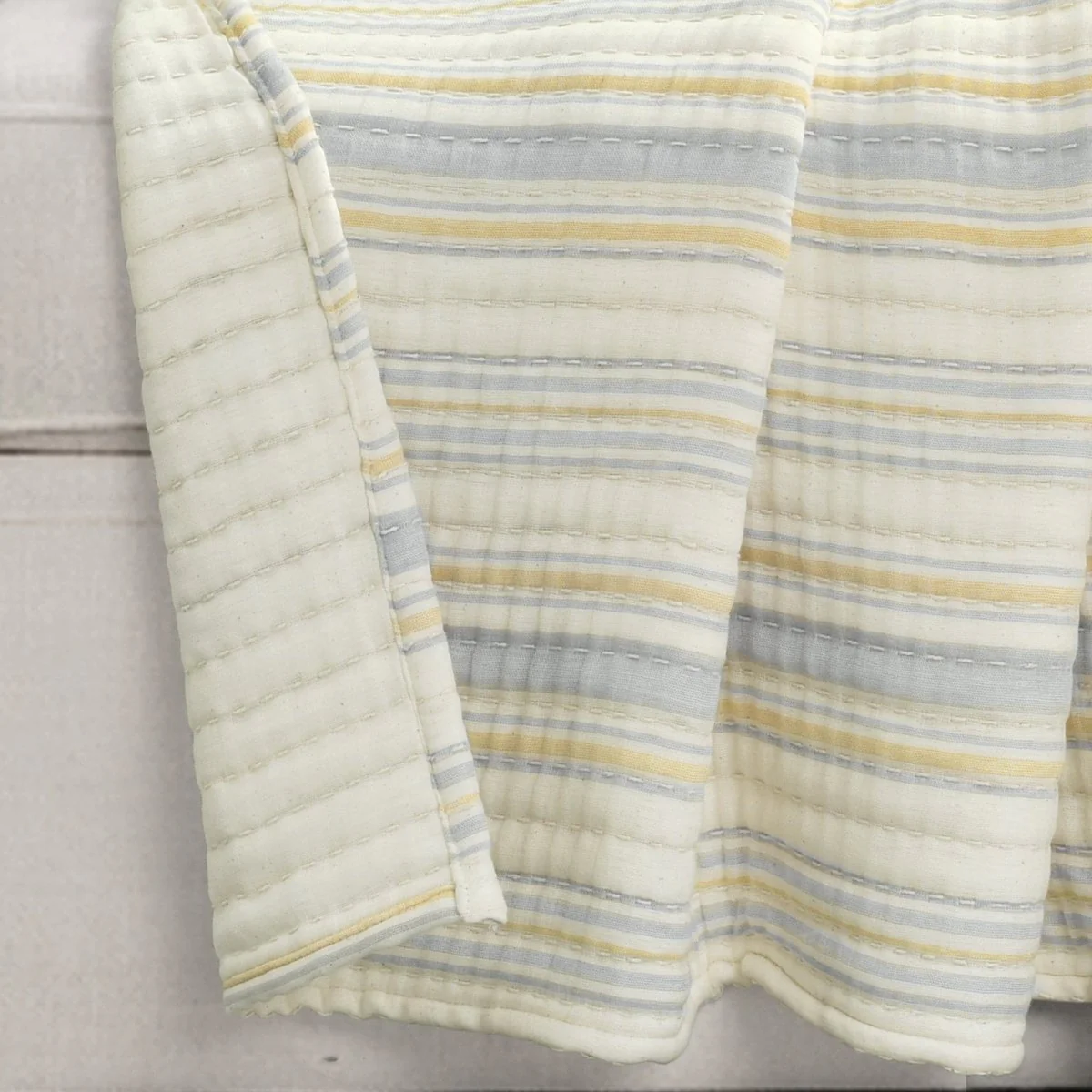 Solange Stripe Kantha Pick Stitch Yarn Dyed Cotton Woven Throw - Image 2