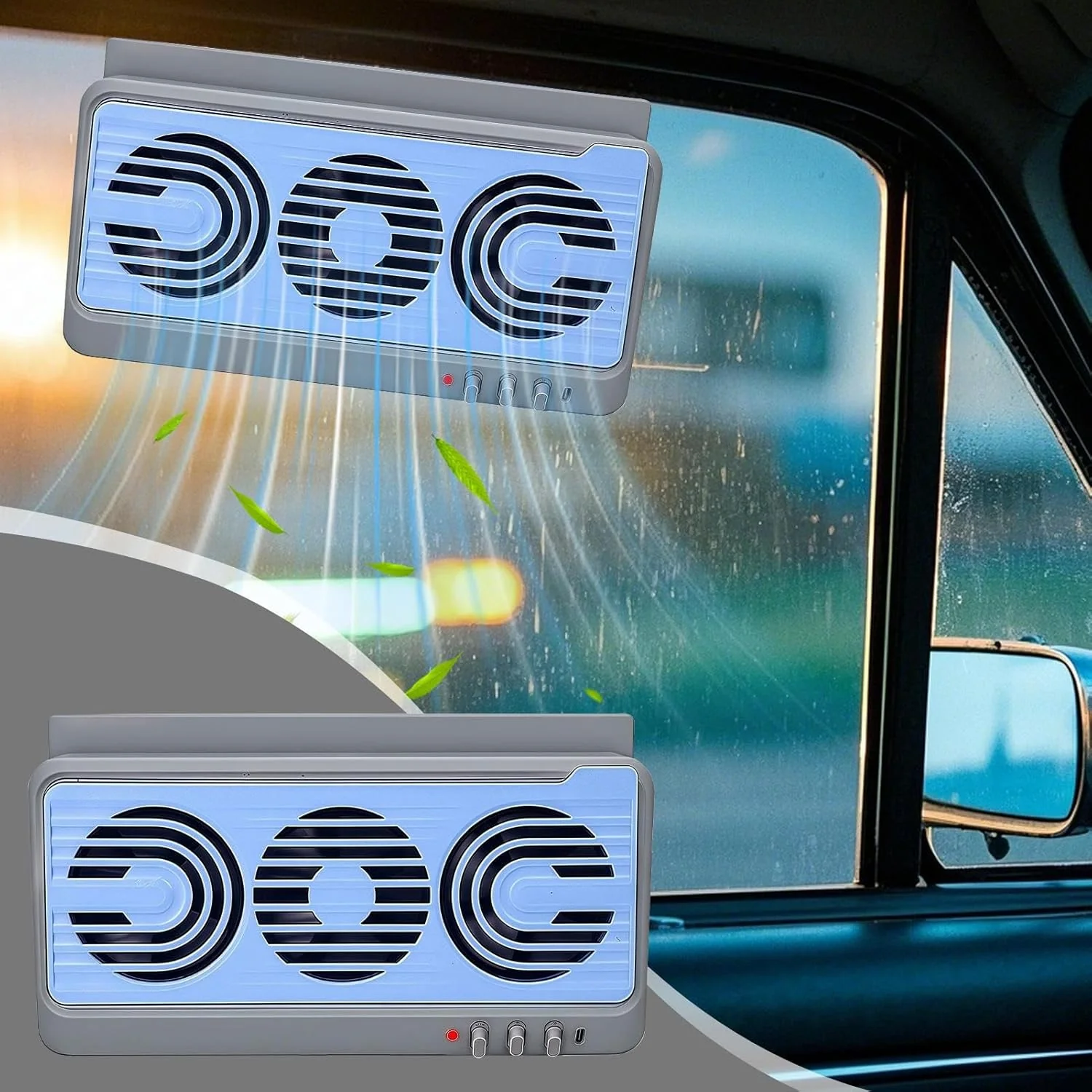 Solar Car Window Fan Dual Duct Air Vent 5W Panel - Image 3