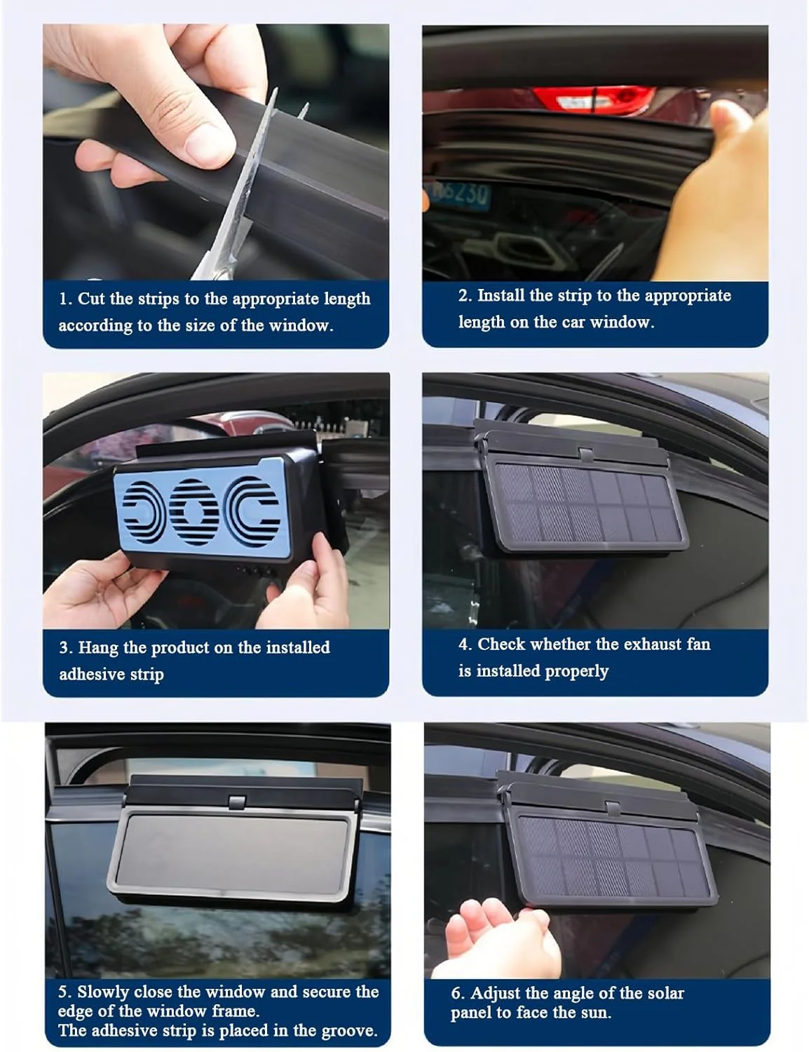 Solar Car Window Fan Dual Duct Air Vent 5W Panel - Image 8