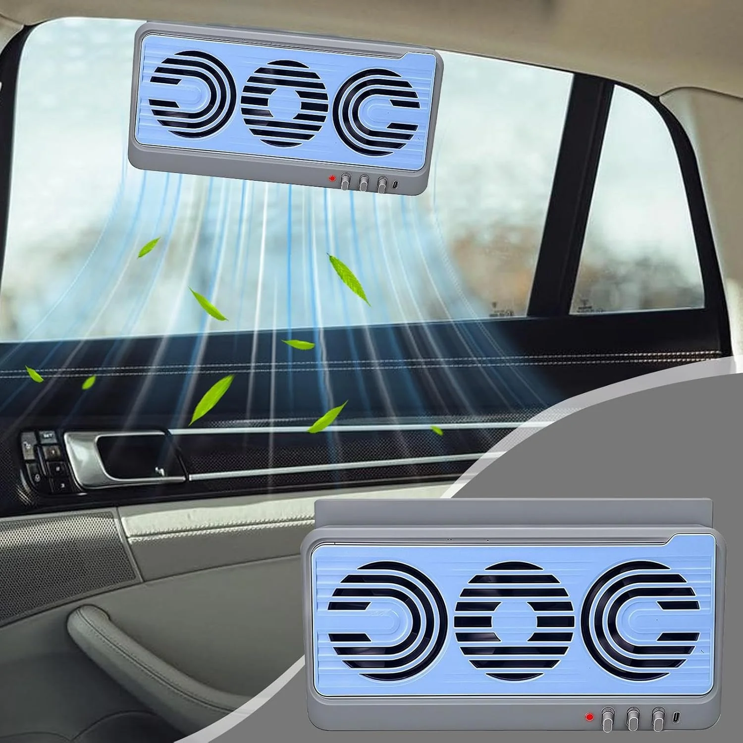 Solar Car Window Fan Dual Duct Air Vent 5W Panel - Image 9