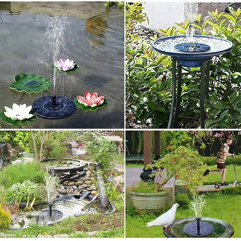 Solar Fountain Pump Floating Bird Bath Water Fountain with 4 Nozzles - Image 2