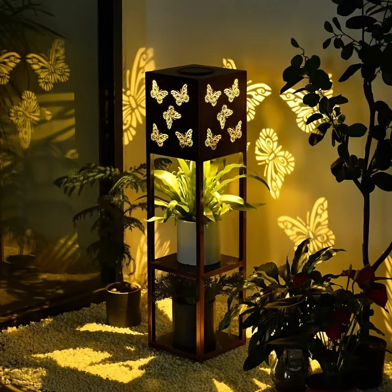 Solar Garden Lantern with Flower Stand – LED Outdoor Light with Butterfly & More - Image 11
