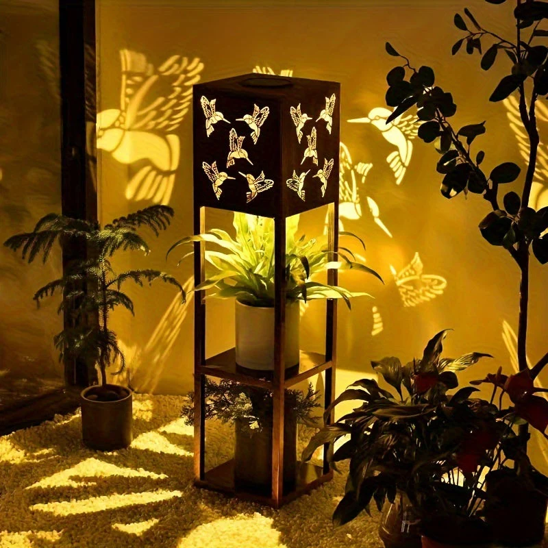 Solar Garden Lantern with Flower Stand – LED Outdoor Light with Butterfly & More - Image 2