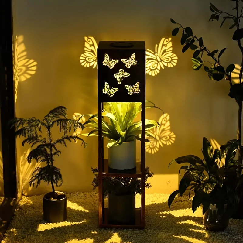 Solar Garden Lantern with Flower Stand – LED Outdoor Light with Butterfly & More - Image 5