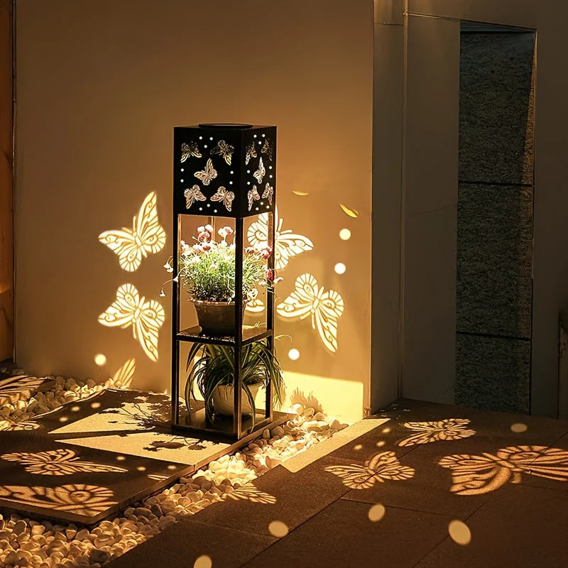 Solar Garden Lantern with Flower Stand – LED Outdoor Light with Butterfly & More - Image 6