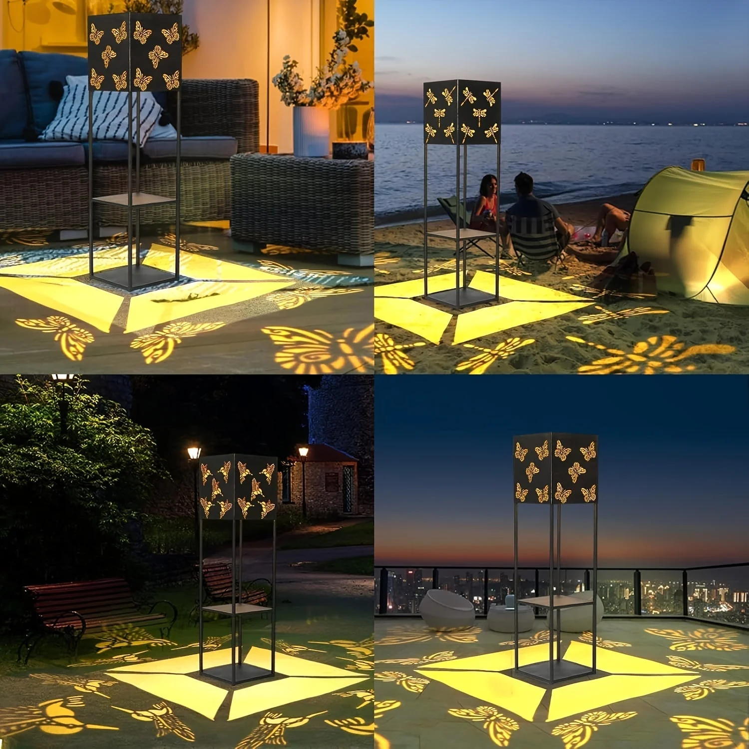 Solar Garden Lantern with Flower Stand – LED Outdoor Light with Butterfly & More - Image 7