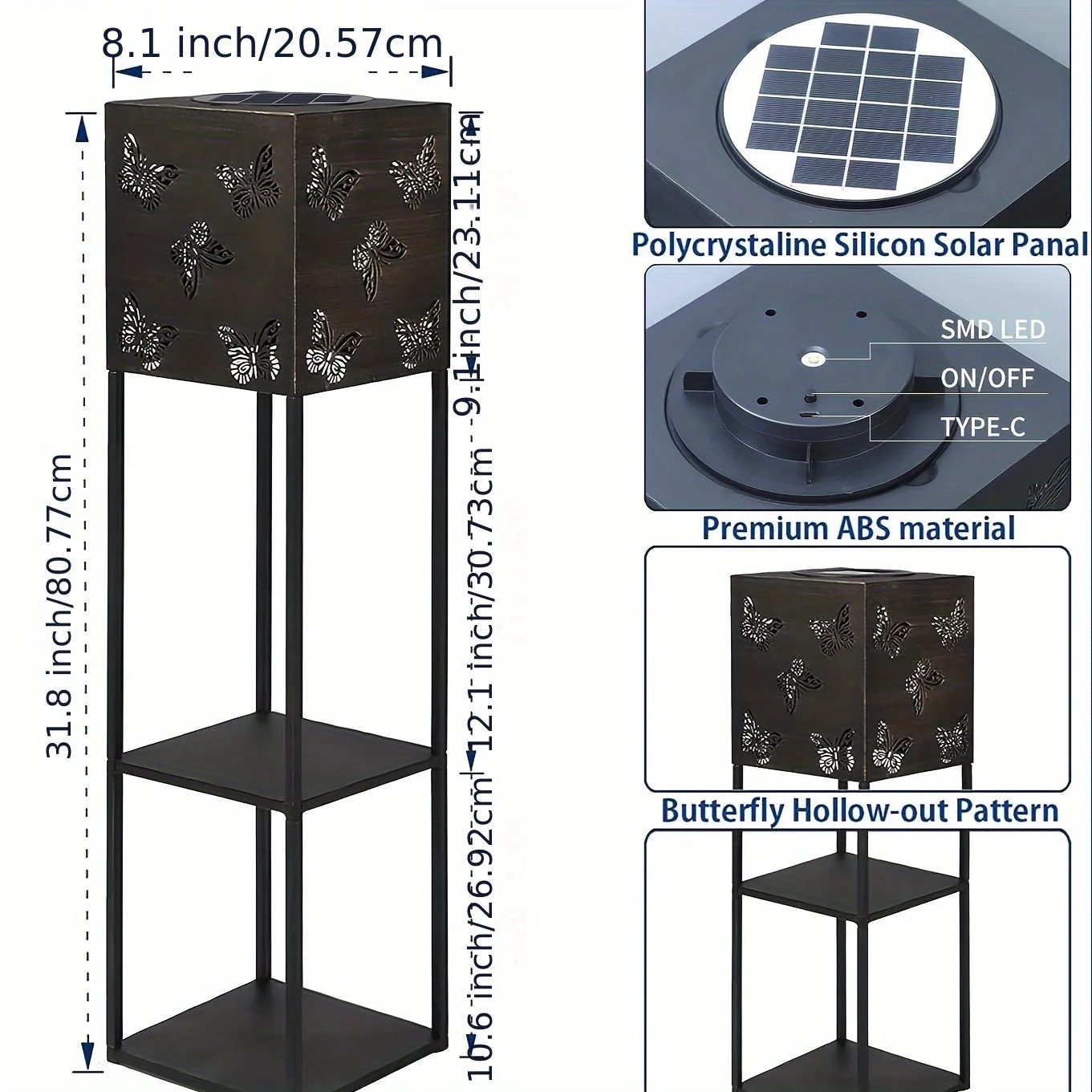 Solar Garden Lantern with Flower Stand – LED Outdoor Light with Butterfly & More - Image 9