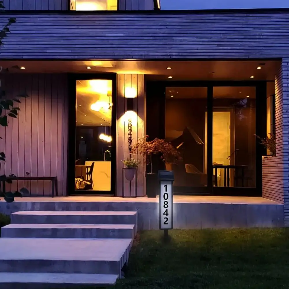 Solar House Number Light LED Address Sign with Stake Outdoor Solar Powered Home - Image 3