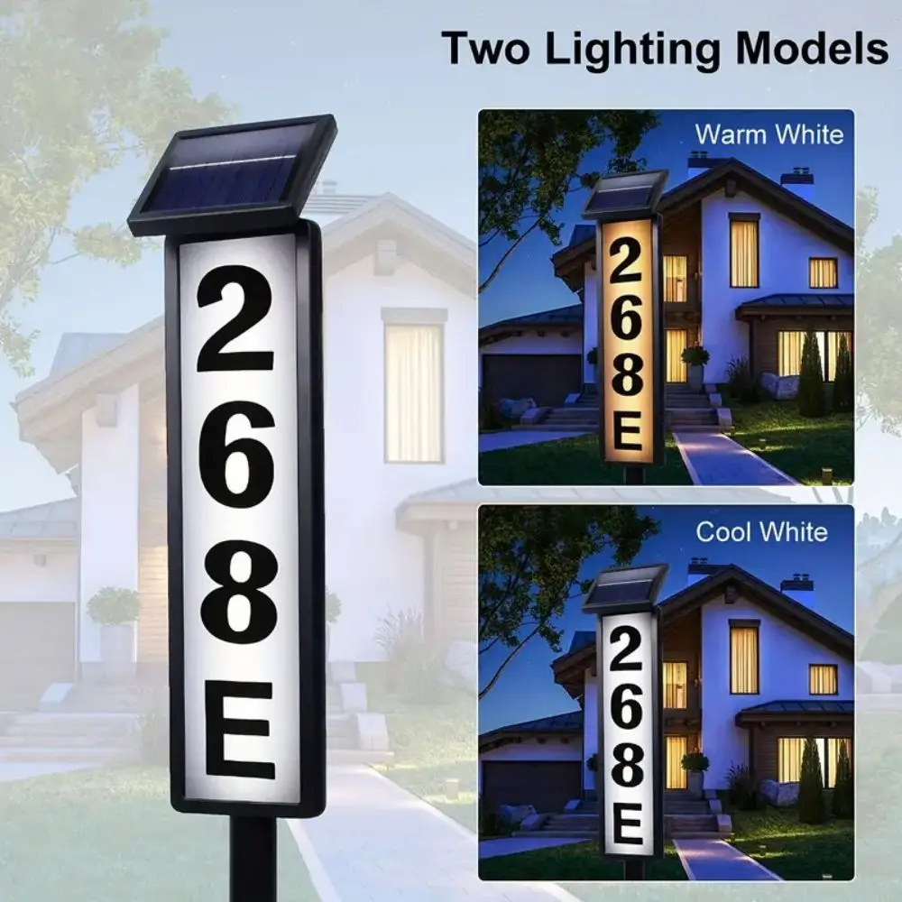 Solar House Number Light LED Address Sign with Stake Outdoor Solar Powered Home - Image 5