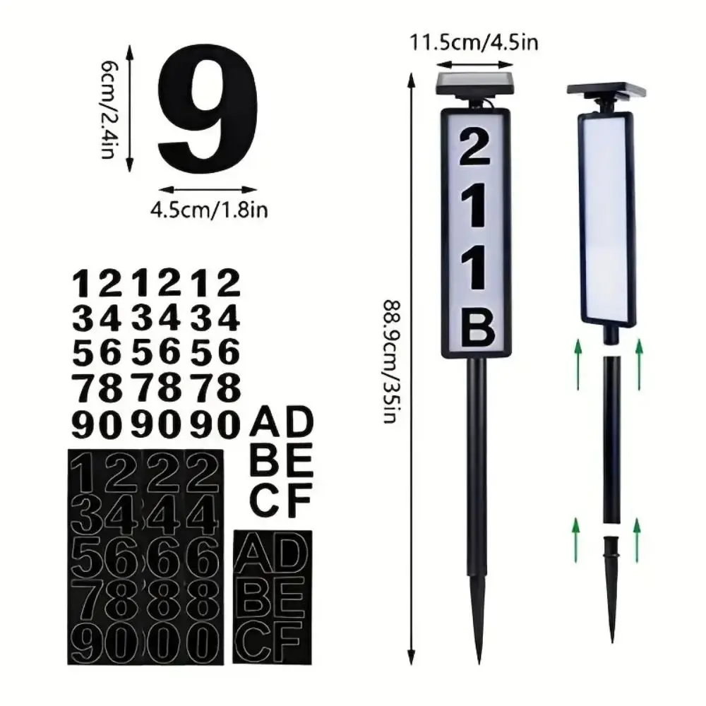 Solar House Number Light LED Address Sign with Stake Outdoor Solar Powered Home - Image 6