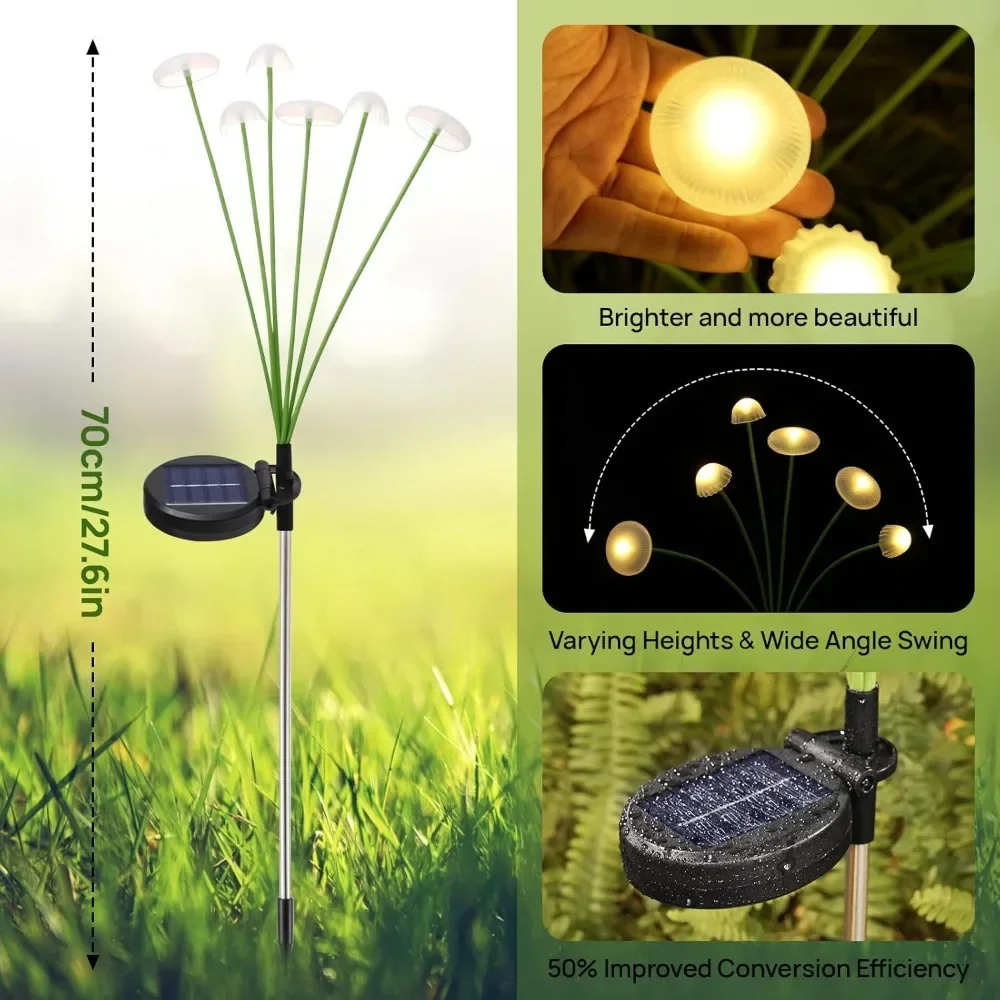 Solar Jellyfish Lights Outdoor LED Mushroom Garden Lights Waterproof Lawn Decor - Image 5