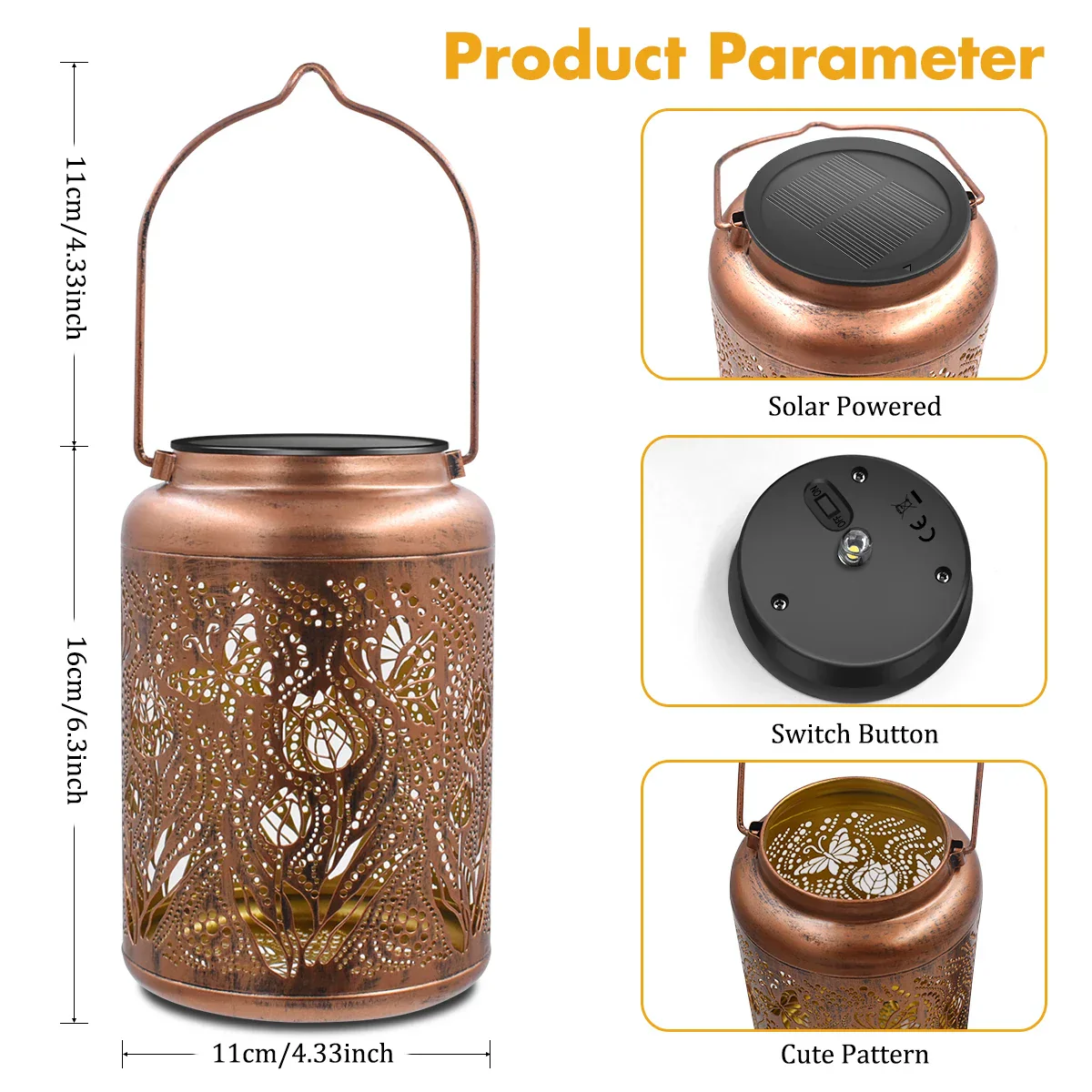 Solar Lanterns Outdoor Waterproof Rose Hanging LED Lights Garden Gifts for Women - Image 2