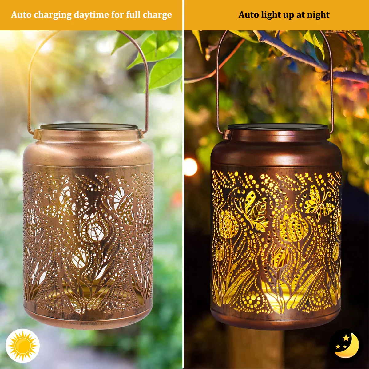 Solar Lanterns Outdoor Waterproof Rose Hanging LED Lights Garden Gifts for Women - Image 3