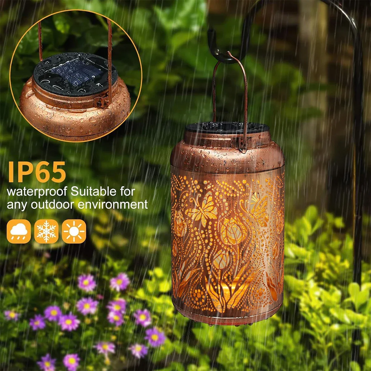 Solar Lanterns Outdoor Waterproof Rose Hanging LED Lights Garden Gifts for Women - Image 4