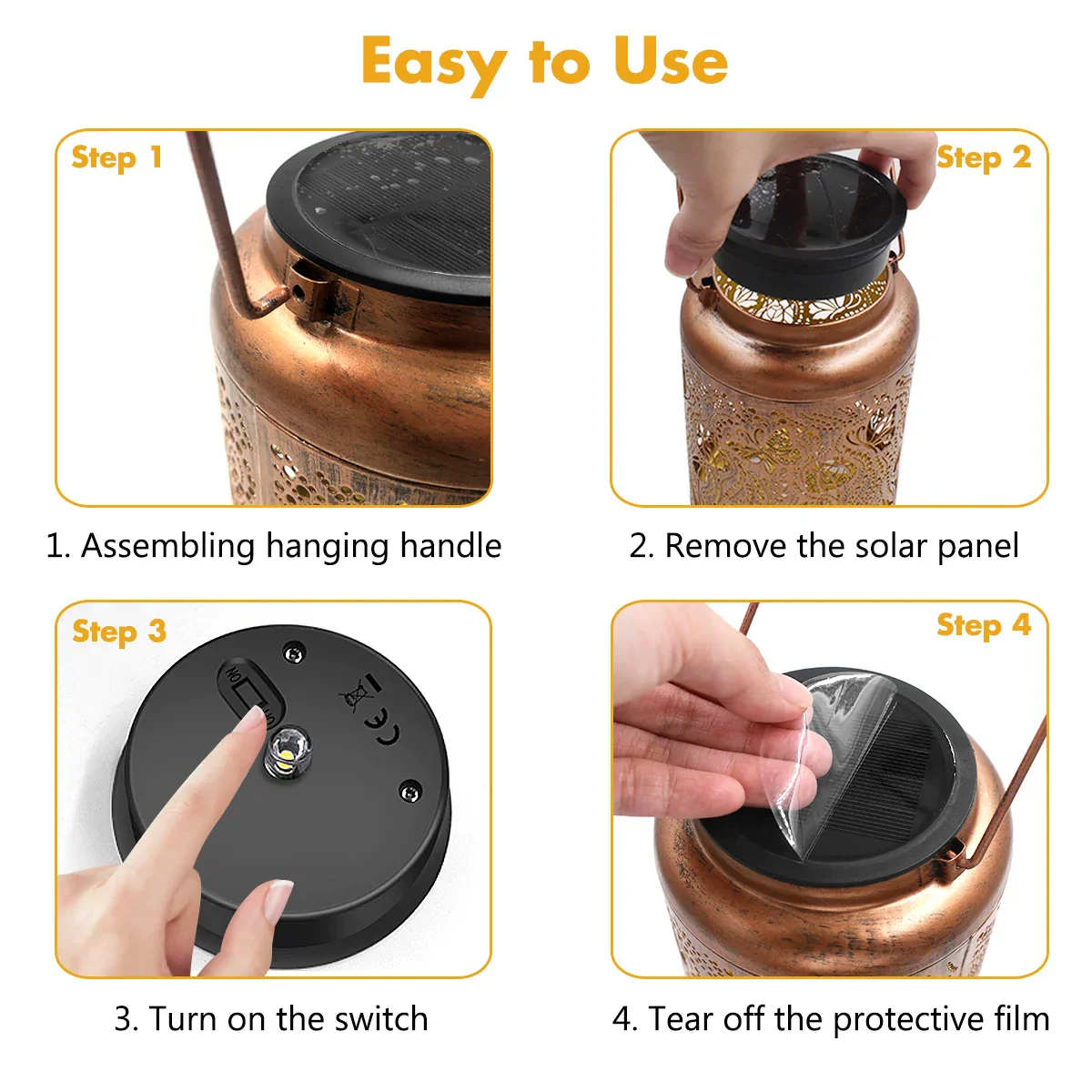 Solar Lanterns Outdoor Waterproof Rose Hanging LED Lights Garden Gifts for Women - Image 5