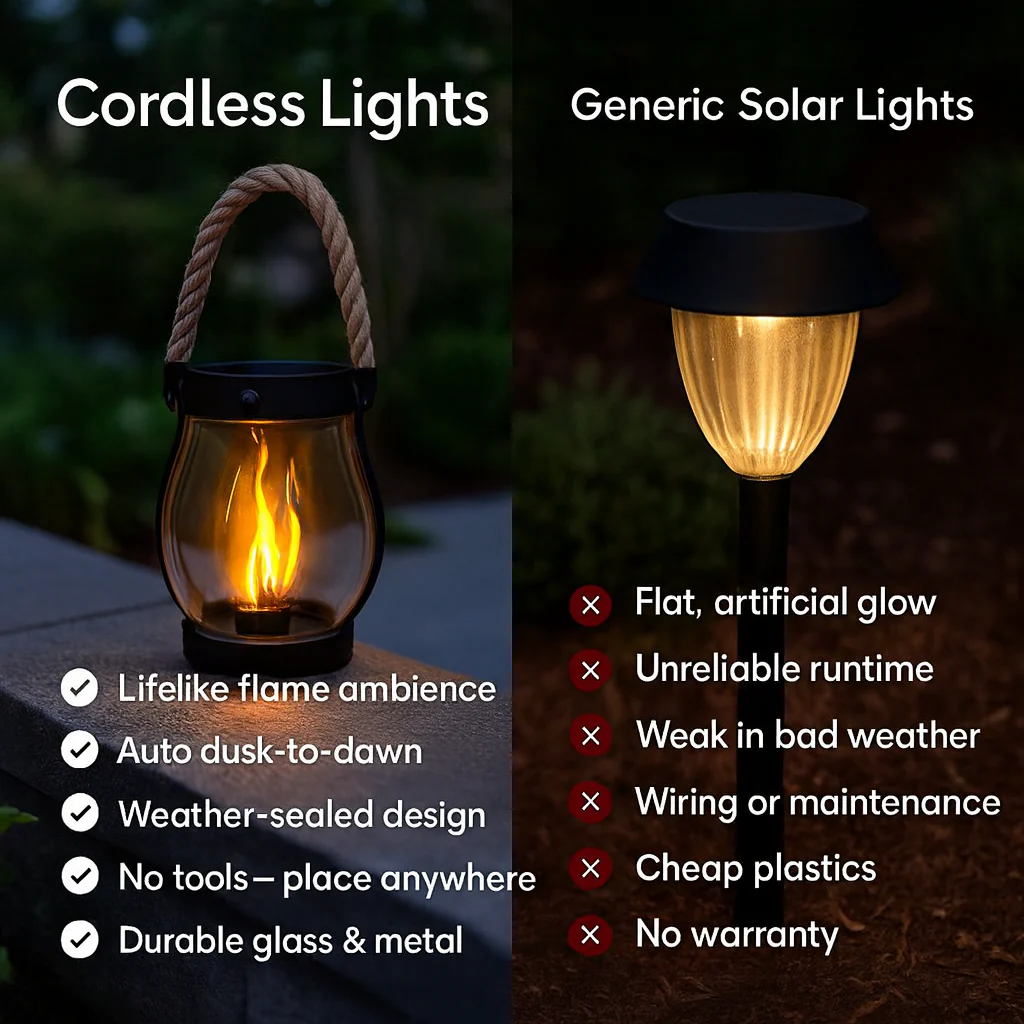 Solar Lanterns Outdoor – Waterproof Solar-Powered Lantern with Flickering Flame Effect for Garden and Patio - Image 2