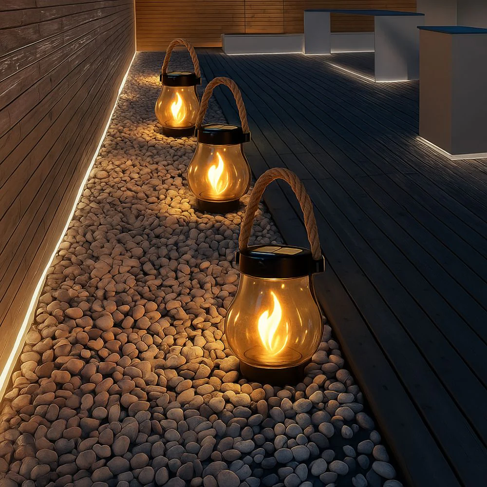 Solar Lanterns Outdoor – Waterproof Solar-Powered Lantern with Flickering Flame Effect for Garden and Patio - Image 4