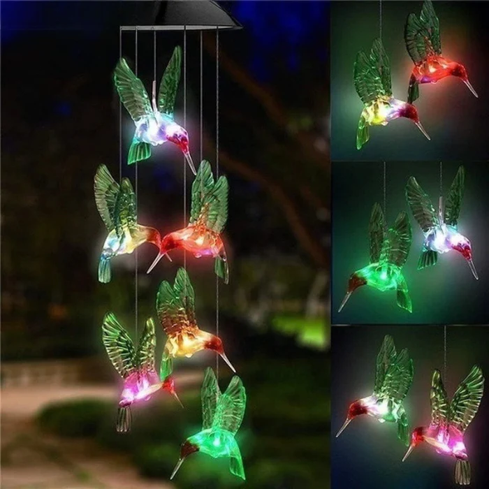 Solar LED Wind Chime Crystal Ball Color Changing Garden Hanging Light - Image 11