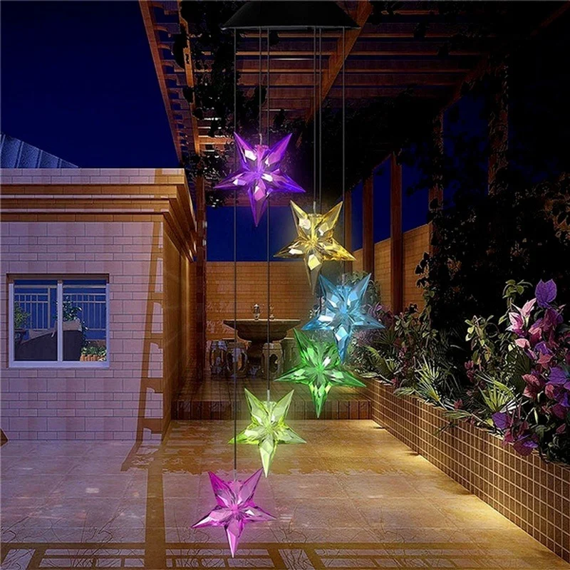Solar LED Wind Chime Crystal Ball Color Changing Garden Hanging Light - Image 4