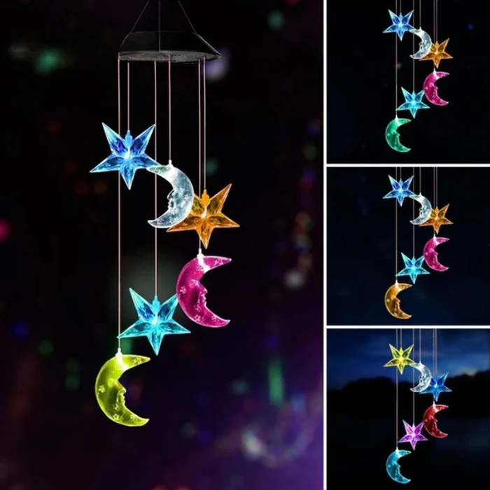 Solar LED Wind Chime Crystal Ball Color Changing Garden Hanging Light - Image 6