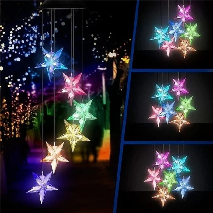 Solar LED Wind Chime Crystal Ball Color Changing Garden Hanging Light - Image 9