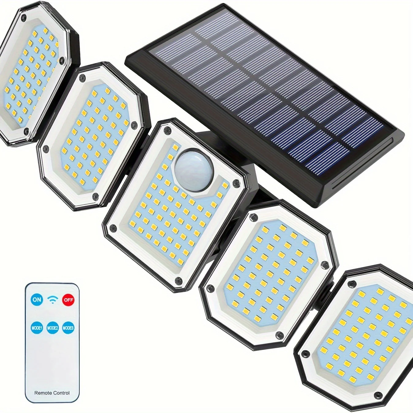 Solar Motion Sensor Flood Light – 300 LED, 5-Head, 7000K, Remote, Outdoor Use - Image 11
