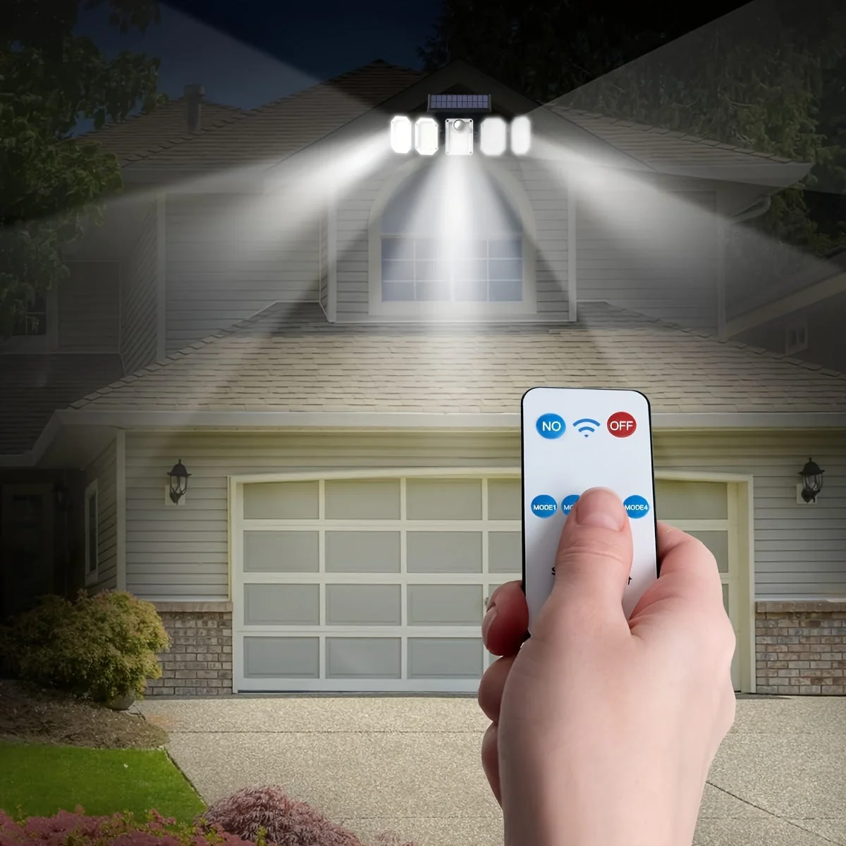 Solar Motion Sensor Flood Light – 300 LED, 5-Head, 7000K, Remote, Outdoor Use - Image 7