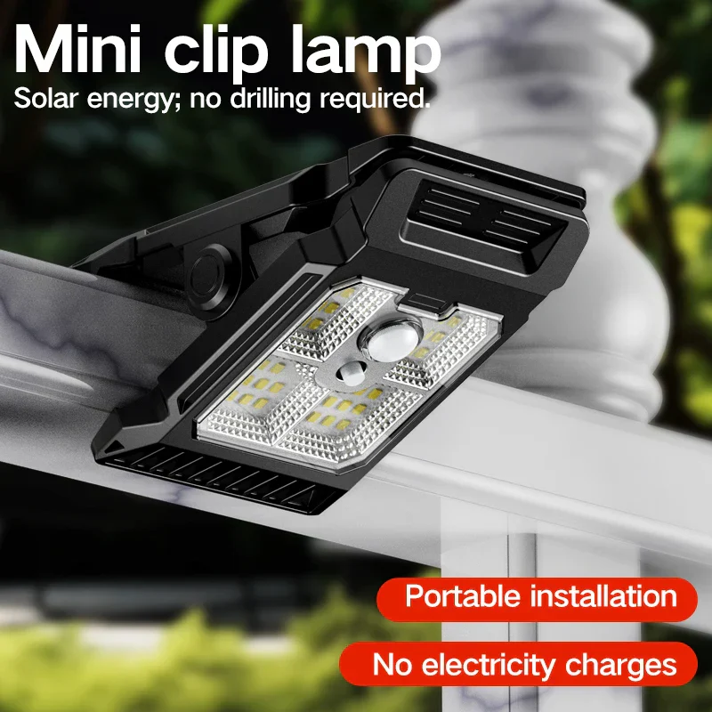 Solar Motion Sensor Garden Light Outdoor Courtyard Lawn Clip-On LED Lamp - Image 4
