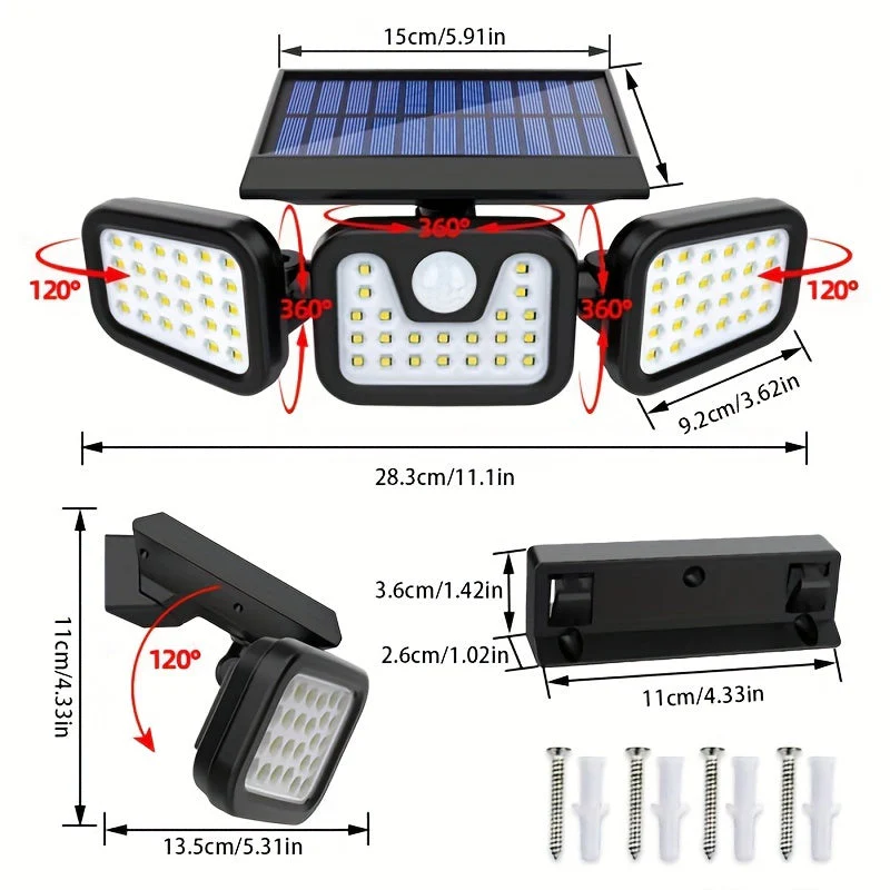 Solar Motion Sensor Lights Outdoor – 3000LM Waterproof LED Security Floodlights - Image 4
