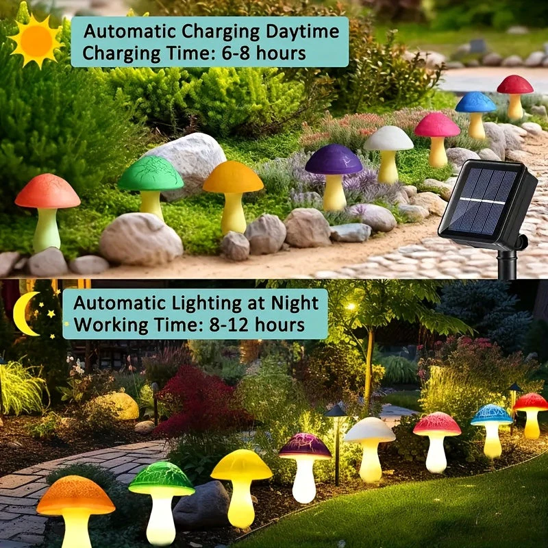 Solar Mushroom Garden Lights Outdoor, 6 LED Decorative Landscape Lights IP65 Waterproof - Image 6