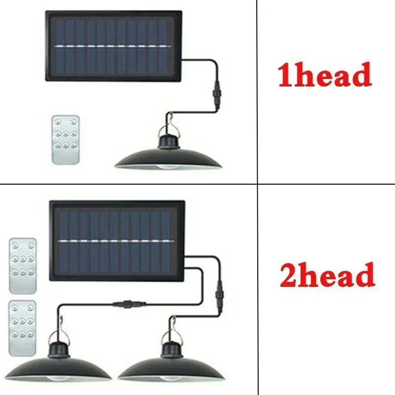 Solar Pendant Light Outdoor LED Double-Head Chandelier Waterproof Remote Lamp - Image 2