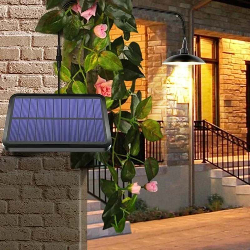 Solar Pendant Light Outdoor LED Double-Head Chandelier Waterproof Remote Lamp - Image 3