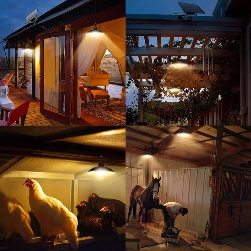 Solar Pendant Light Outdoor LED Double-Head Chandelier Waterproof Remote Lamp - Image 4