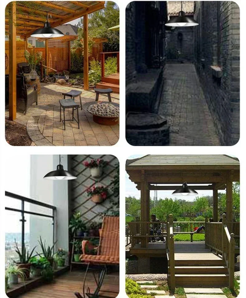 Solar Pendant Light Outdoor LED Double-Head Chandelier Waterproof Remote Lamp - Image 5
