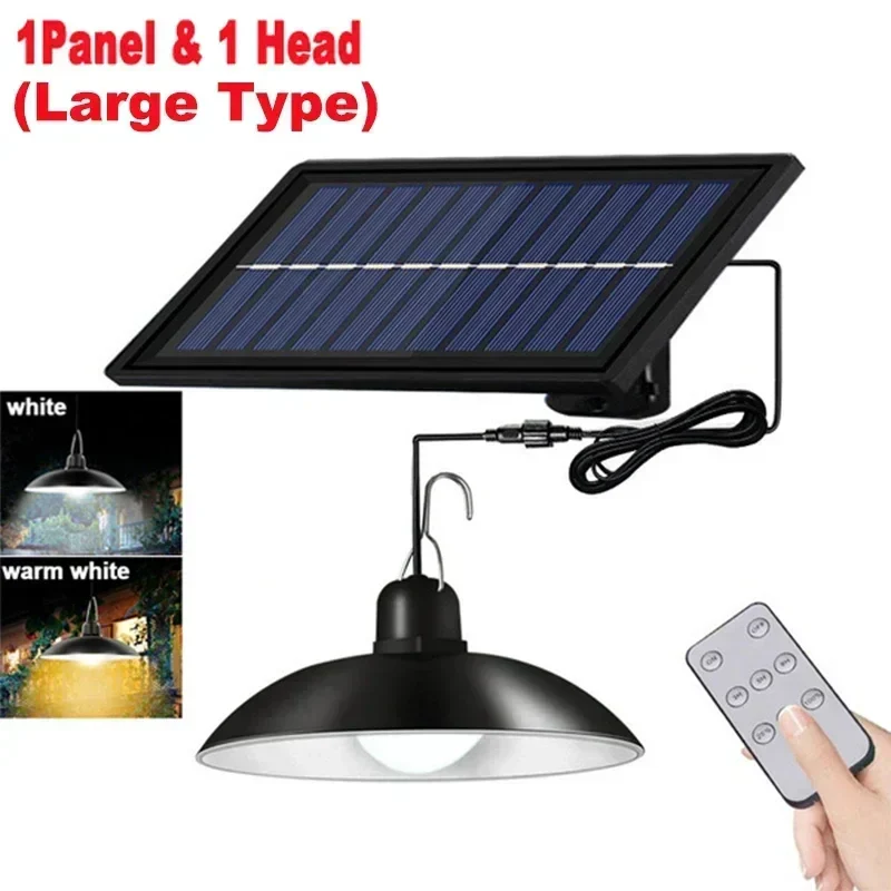 Solar Pendant Light Outdoor LED Double-Head Chandelier Waterproof Remote Lamp - Image 7