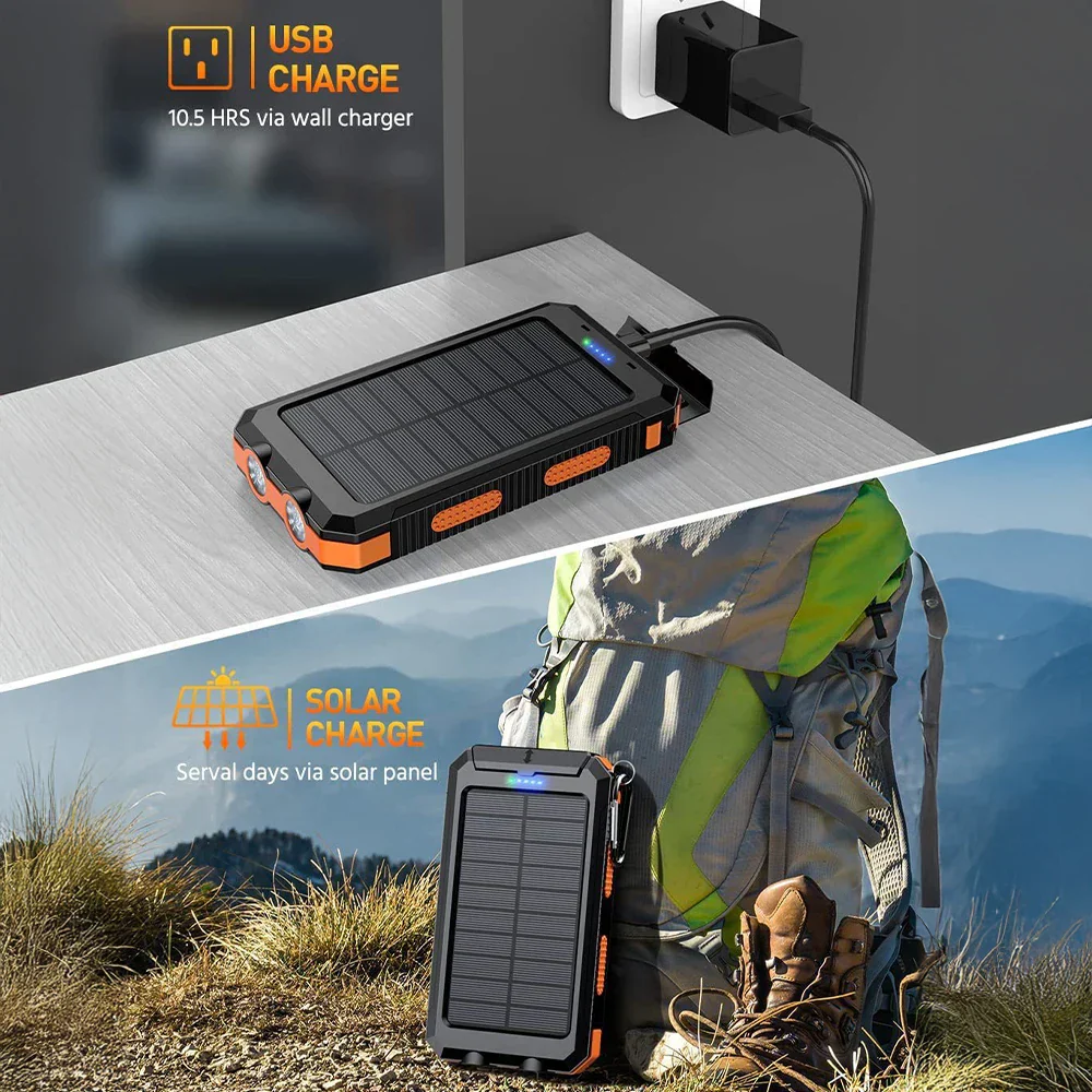 Solar Power Bank 80000mAh Portable Charger External Battery LED Light for Phones - Image 3