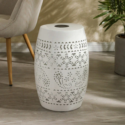 Solar Side Table with Built-in Solar Battery (White) - Image 5