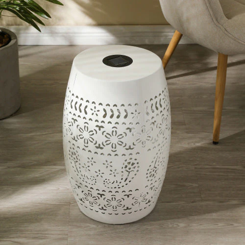 Solar Side Table with Built-in Solar Battery (White) - Image 6
