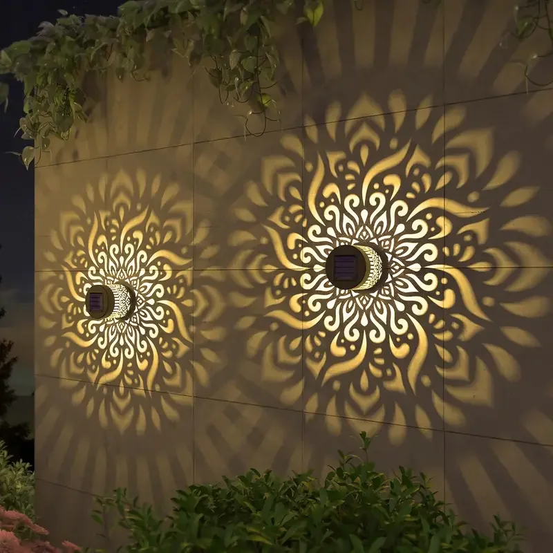 Solar Wall Light Hollow Outdoor LED Lamp Front Door Courtyard Holiday Decor - Image 3