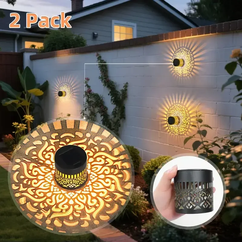 Solar Wall Light Hollow Outdoor LED Lamp Front Door Courtyard Holiday Decor - Image 4