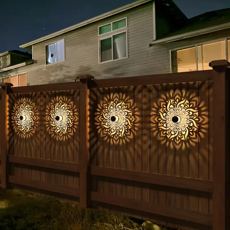 Solar Wall Light Hollow Outdoor LED Lamp Front Door Courtyard Holiday Decor - Image 6