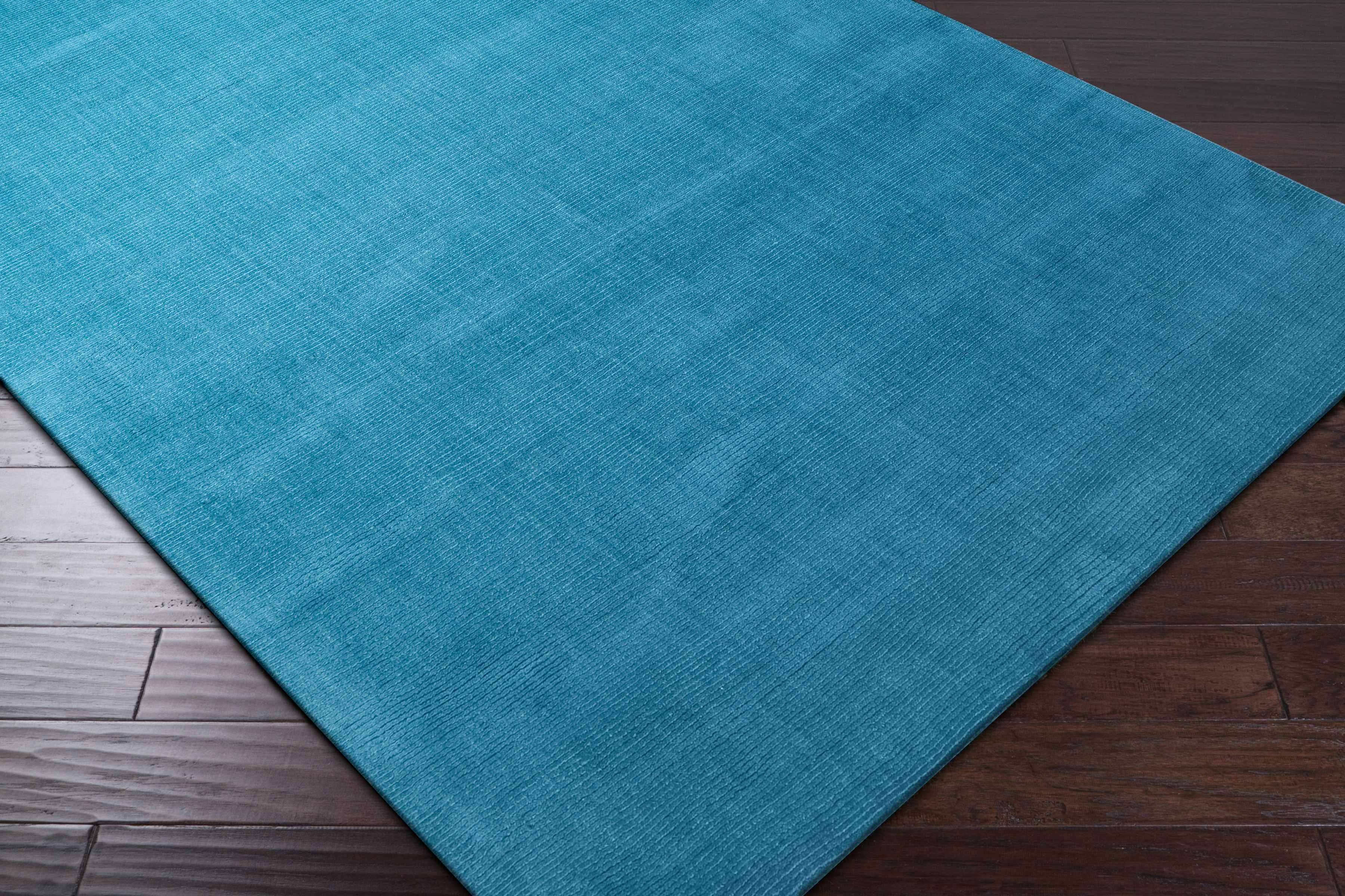 Solid Aqua Wool Carpet - Clearance - Image 14