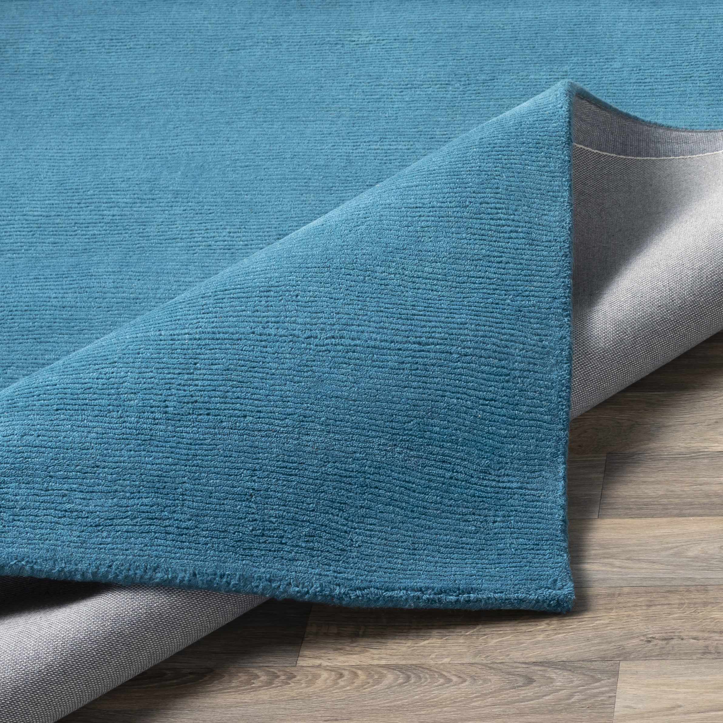 Solid Aqua Wool Carpet - Clearance - Image 15